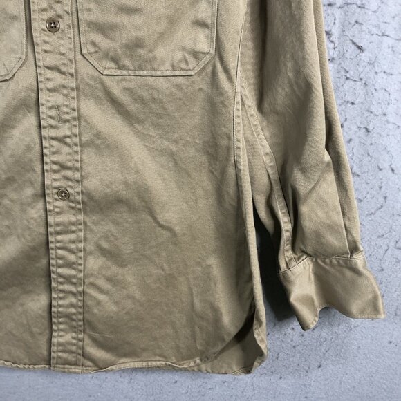 Vintage WWII Uniform Shirt Mens XS Khaki Long Sleeve Red Four Leaf Clover Patch - Picture 9 of 16